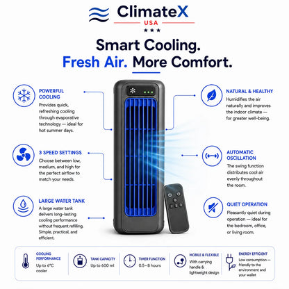 ClimateX - Mobile Climate Cooler – No installation required | Cools instantly with one press
